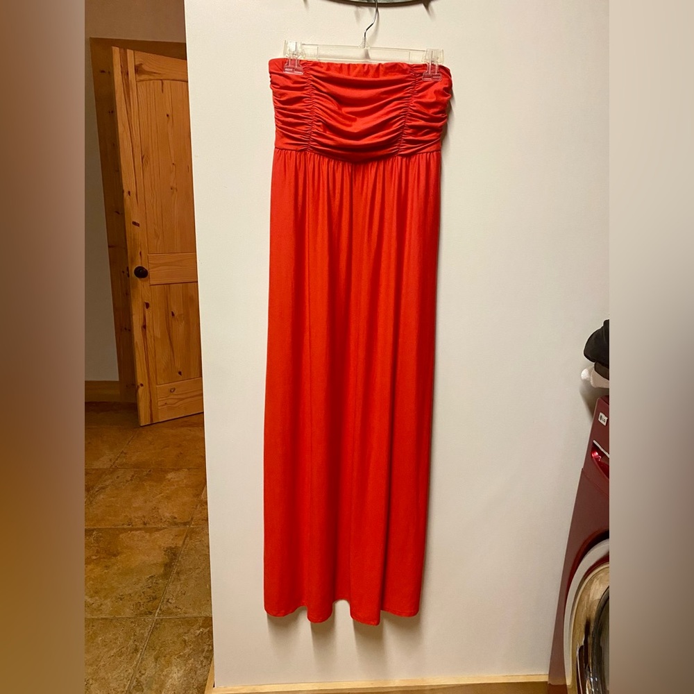 Soma Red Strapless Maxi Dress, built in shelf bra with removable pads